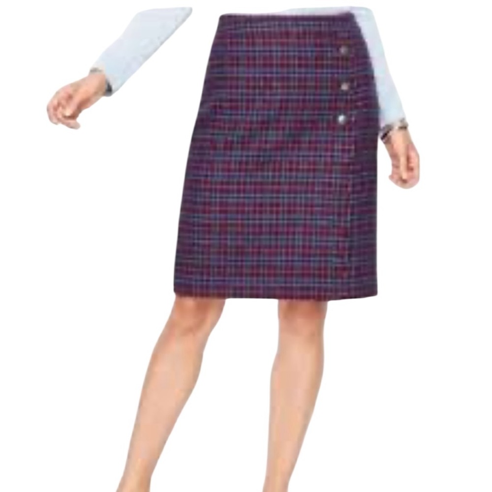 Talbots Plaid Wool Pencil Mini Skirt